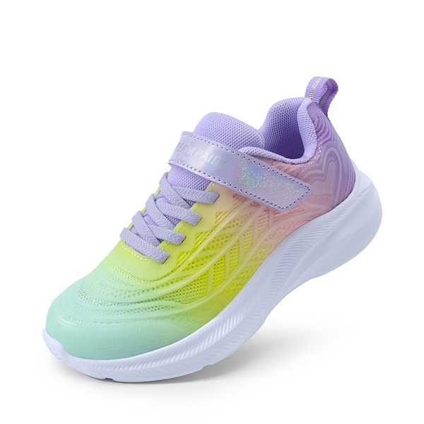 Kids Kick-Resistant Lightweight Running Sneakers - GREEN/YELLOW/PURPLE -  0